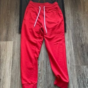 Red, forever 21 joggers.